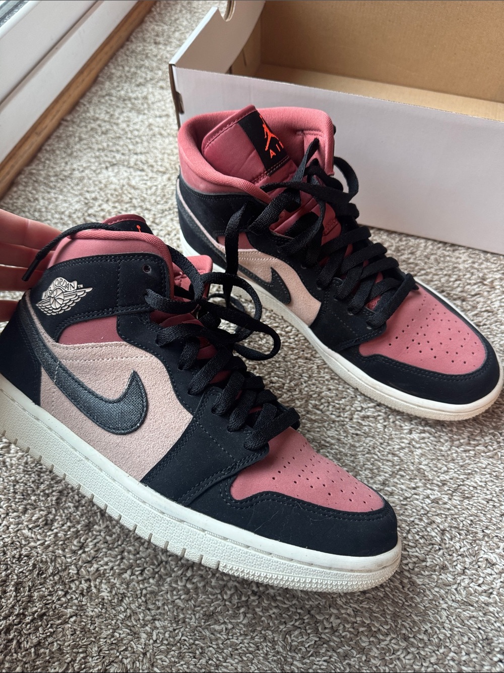 Nike Air Jordan 1 Mid Women’s Sneakers - Rose Pink & Black